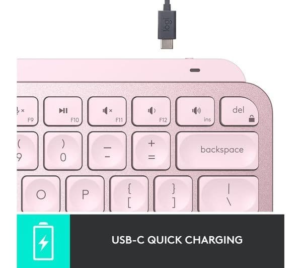 Logitech MX Keys Mini Wireless Illuminated Keyboard - Rose, UK Layout - Image 9