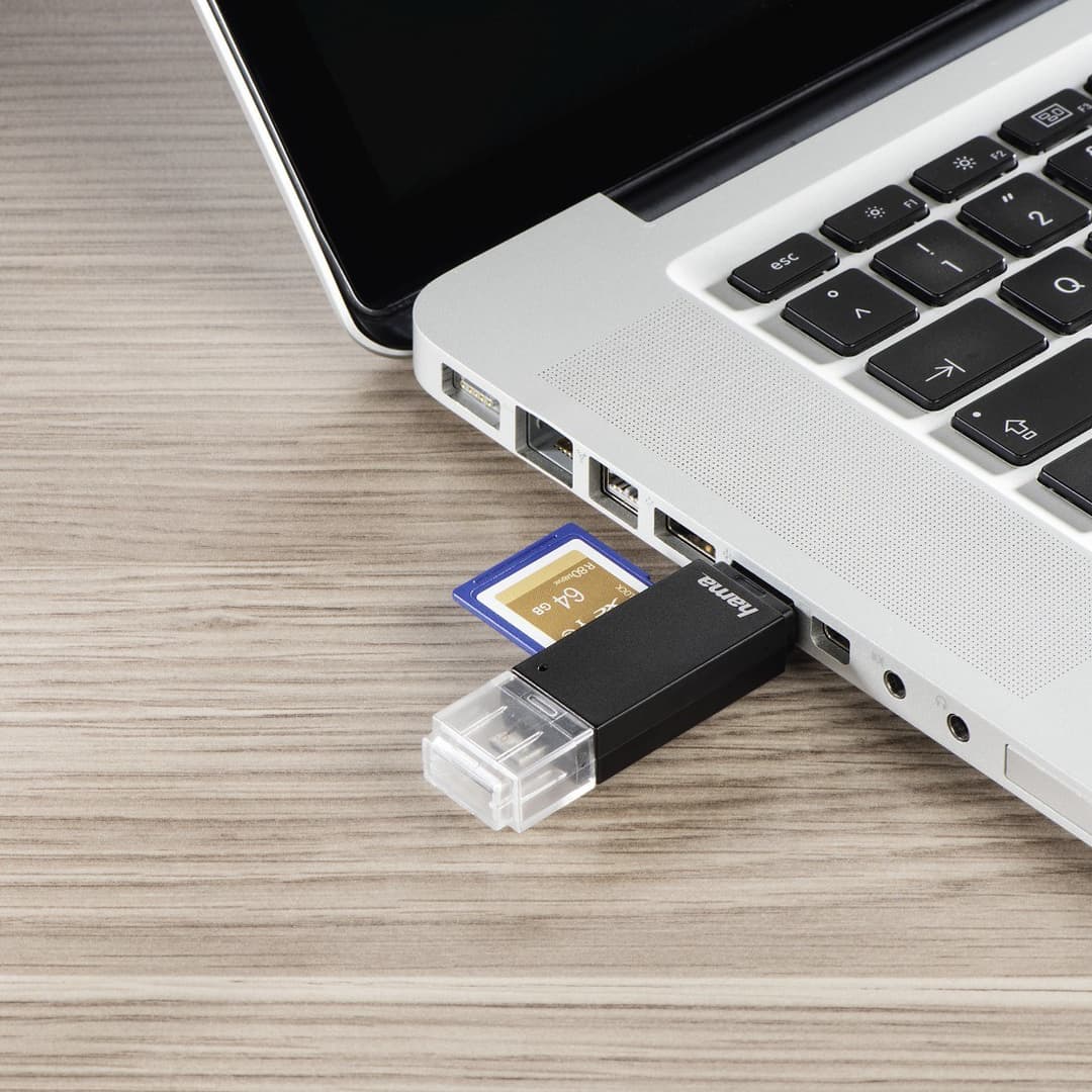 Hama Basic USB 2.0 OTG Card Reader for SD/microSD, Micro-USB - Black - Image 3