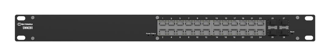 Teltonika Networks SWM281 L2+ Managed Switch, 24 x Gigabit Ethernet RJ45 + 4 x SFP, Non-PoE, 1U Rack Mount - Image 1