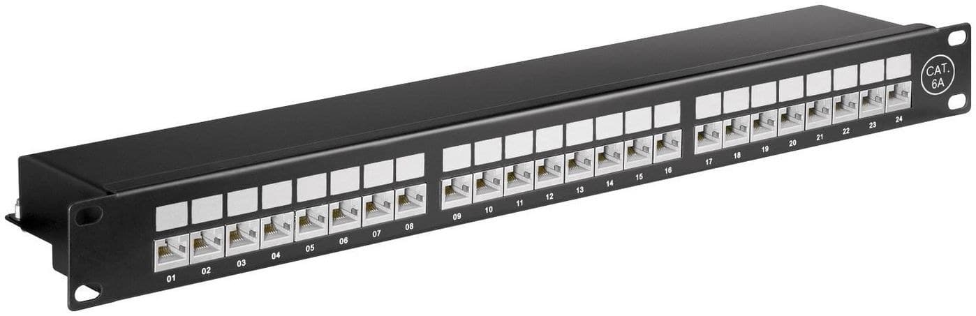 MicroConnect PP-022 CAT6a 24 Port 19-inch 1U Shielded Patch Panel