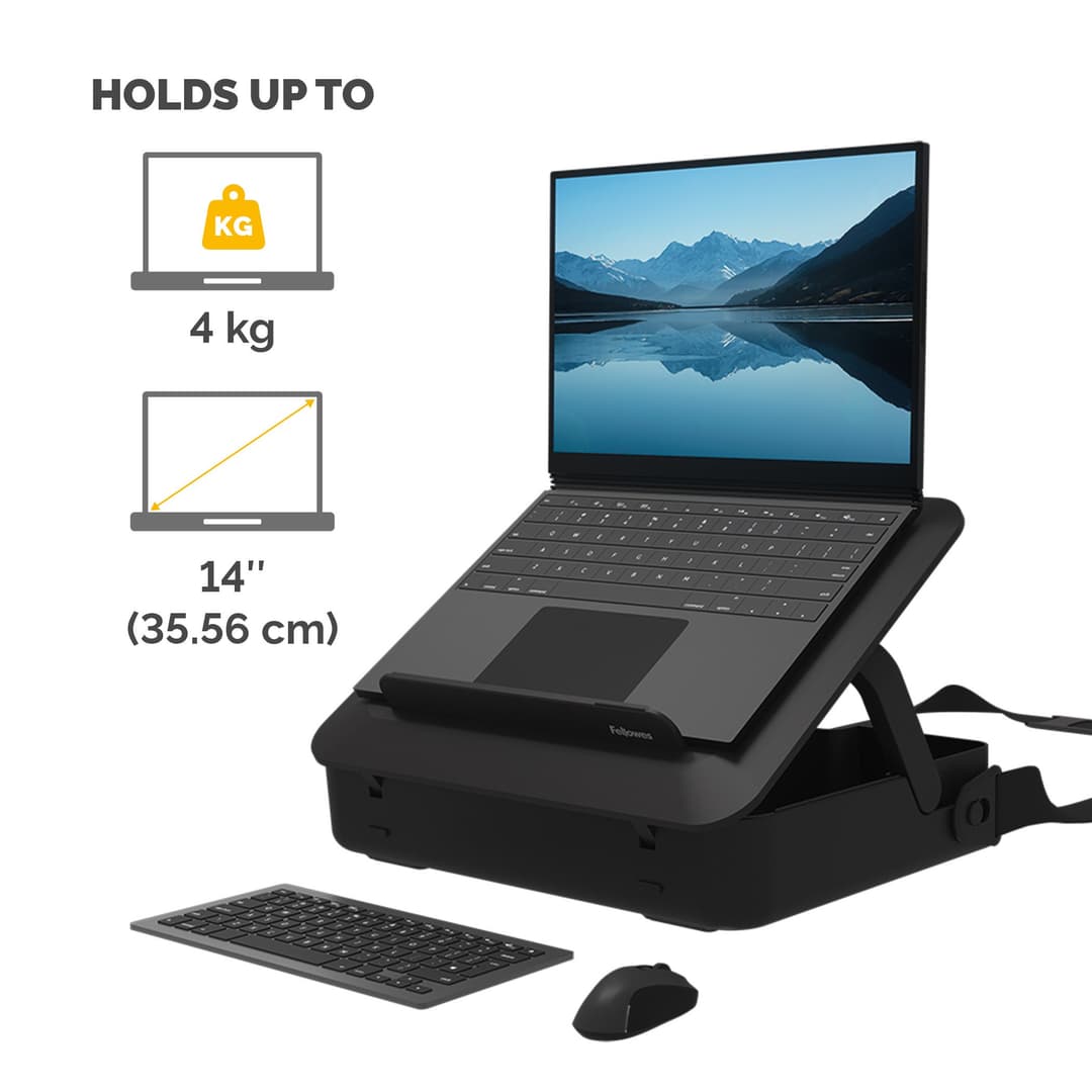 Fellowes Laptop Carry Case with Built-in Laptop Stand - Breyta Lockable Laptop Carry Case for Hybrid Working & Laptops Up To 14"/4KG - Black - Image 3