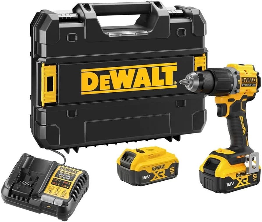 DEWALT DCD789P2T-GB 18V XR Brushless Cordless Combi Drill 2 x 5.0Ah Batteries - Yellow & Black - Image 1