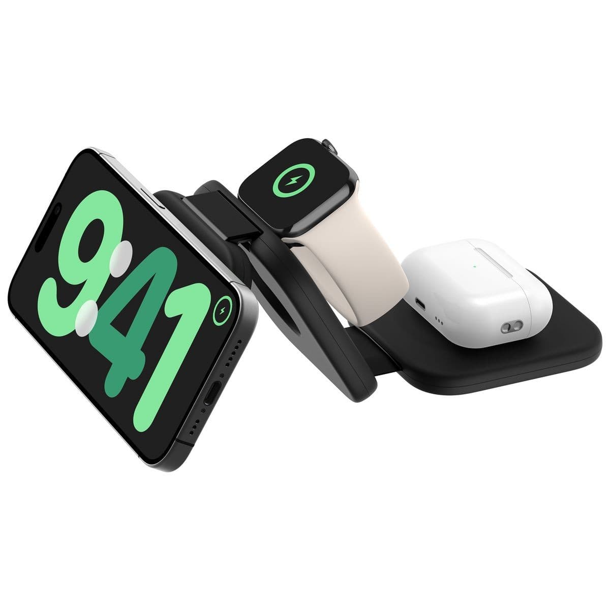 Belkin BoostCharge Pro 3-in-1 Magnetic Wireless Charging Travel Pad with Qi2 15W - Black