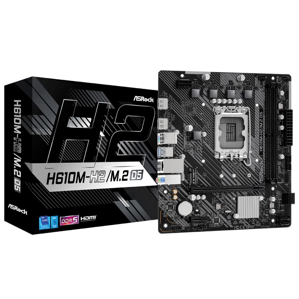 Asrock H610M-H2/M.2 D5 Intel H610 DDR5 Micro-ATX Socket LGA 1700 Motherboard - Image 1