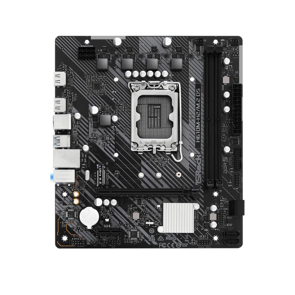 Asrock H610M-H2/M.2 D5 Intel H610 DDR5 Micro-ATX Socket LGA 1700 Motherboard - Image 2