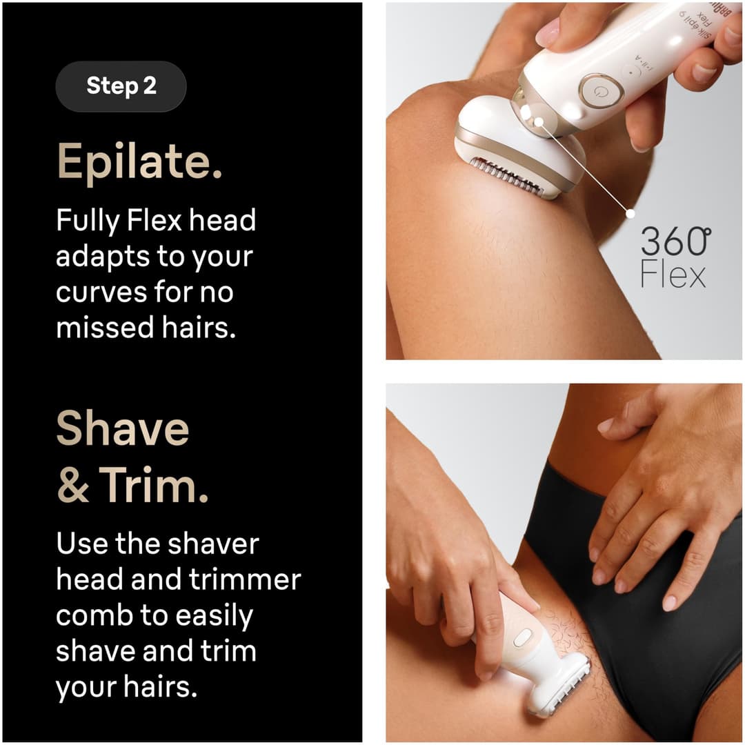 Braun Silk·épil 9 Flex 9-481 3D Epilator - White/Gold - Image 4
