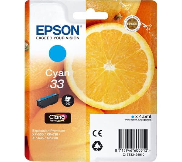 EPSON No. 33 Oranges Cyan Ink Cartridge - Image 1