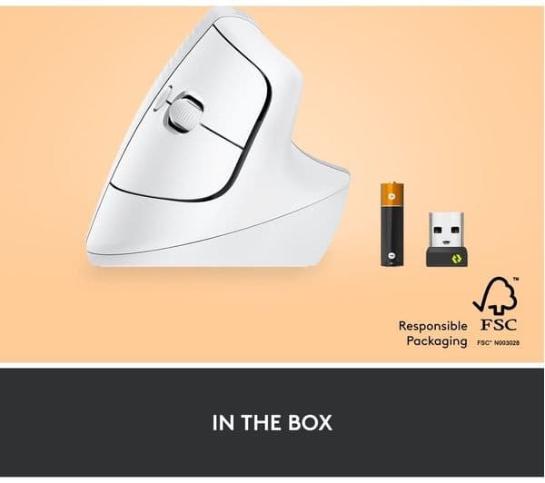 Logitech Lift Vertical Ergonomic Mouse - White - Image 8