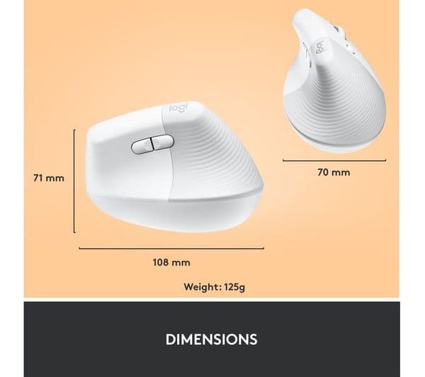 Logitech Lift Vertical Ergonomic Mouse - White - Image 9