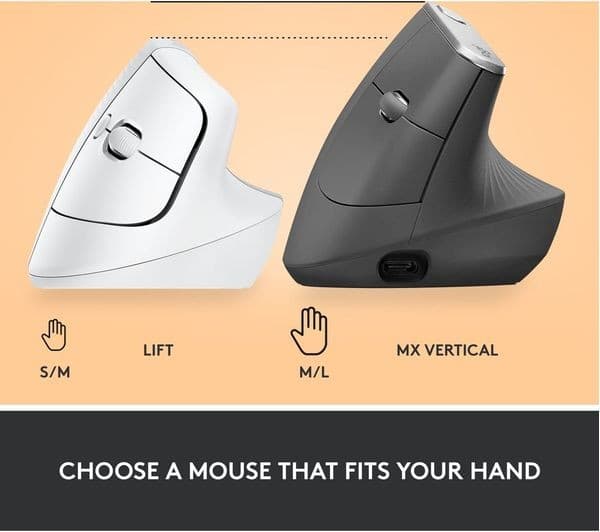 Logitech Lift Vertical Ergonomic Mouse - White - Image 10