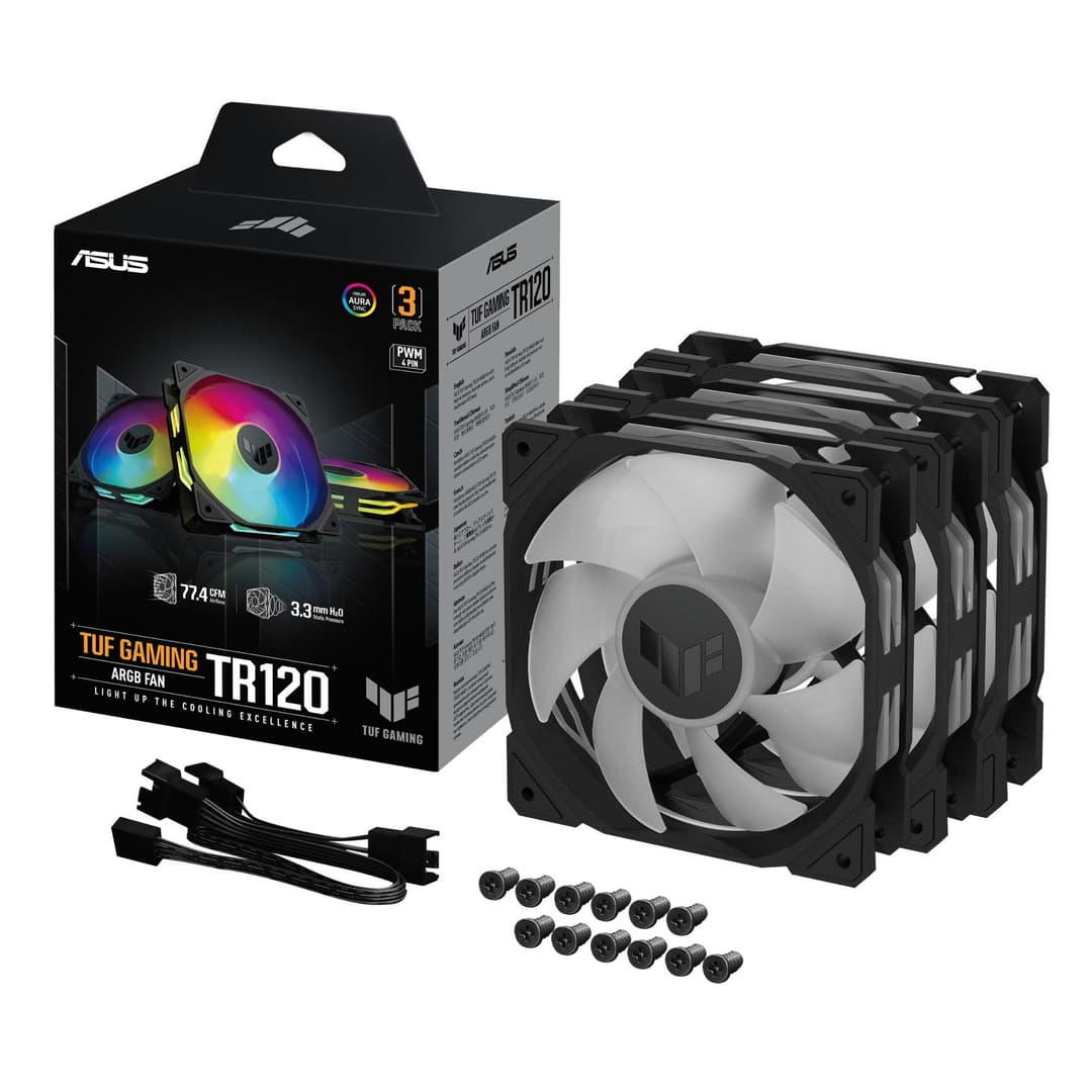 ASUS TUF Gaming TR120 ARGB 120mm PWM Case Fan 3-Pack - Black - Image 1