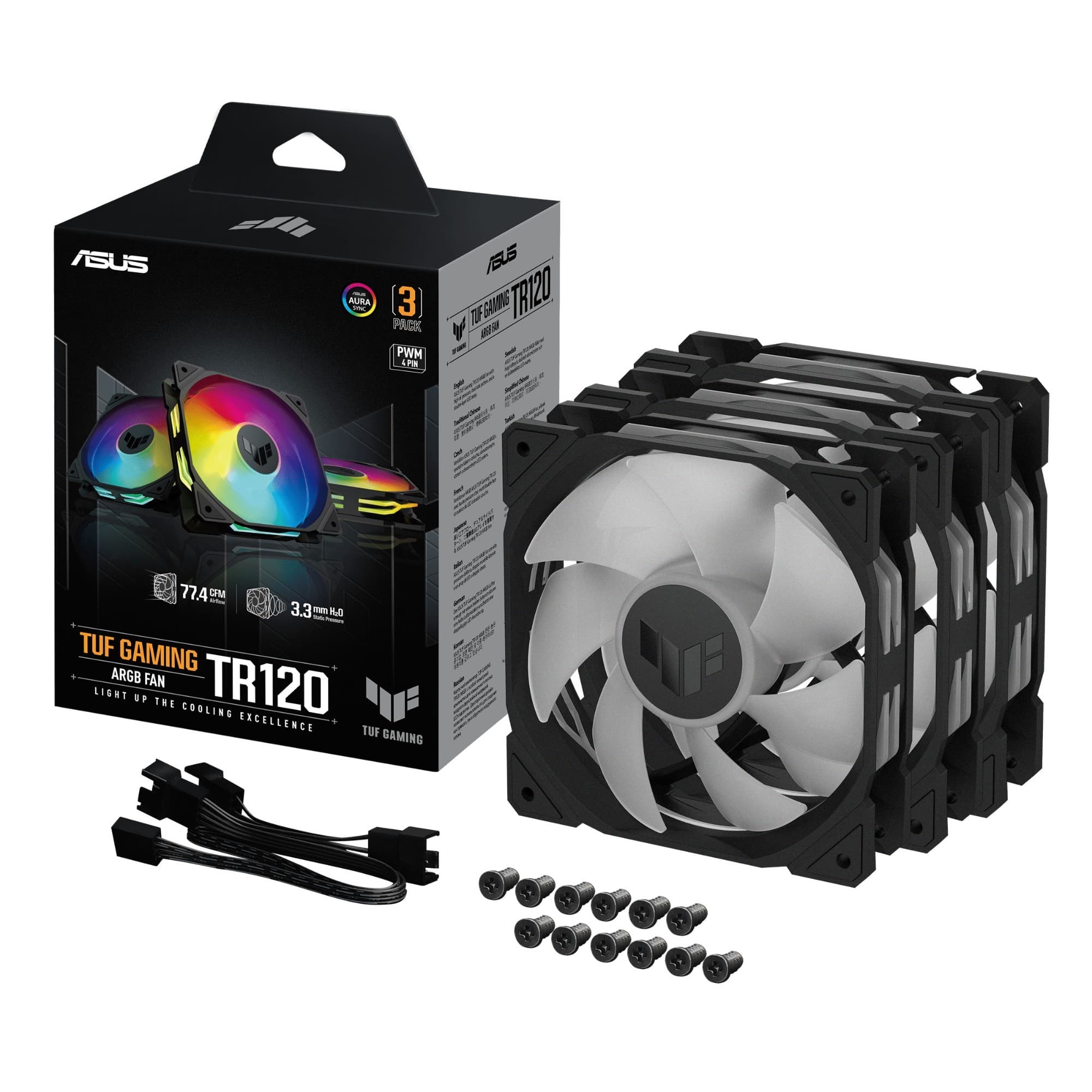 ASUS TUF Gaming TR120 ARGB 120mm PWM Case Fan 3-Pack - Black