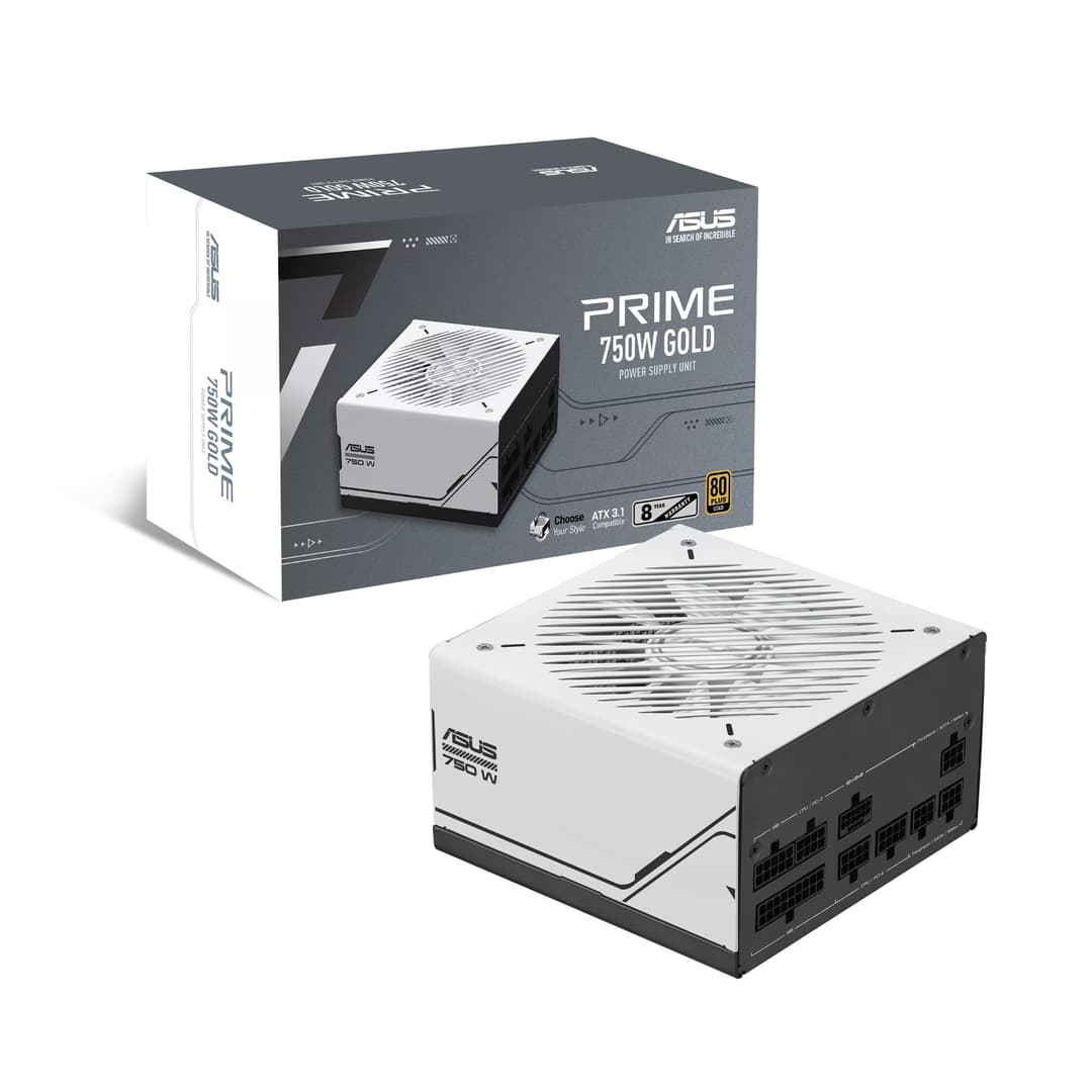 ASUS PRIME AP-750G 750W ATX 3.1 80 Plus Gold Fully Modular PSU Power Supply - White - Image 1