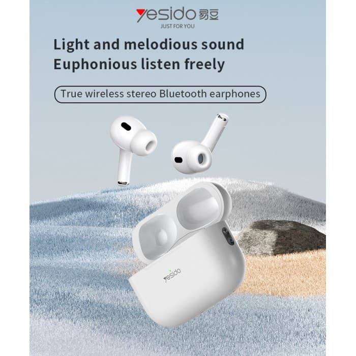 Yesido JB23 True Wireless Earbuds BT5.3 HiFi 4H Touch Control Pop-up 300mAh - White - Image 2