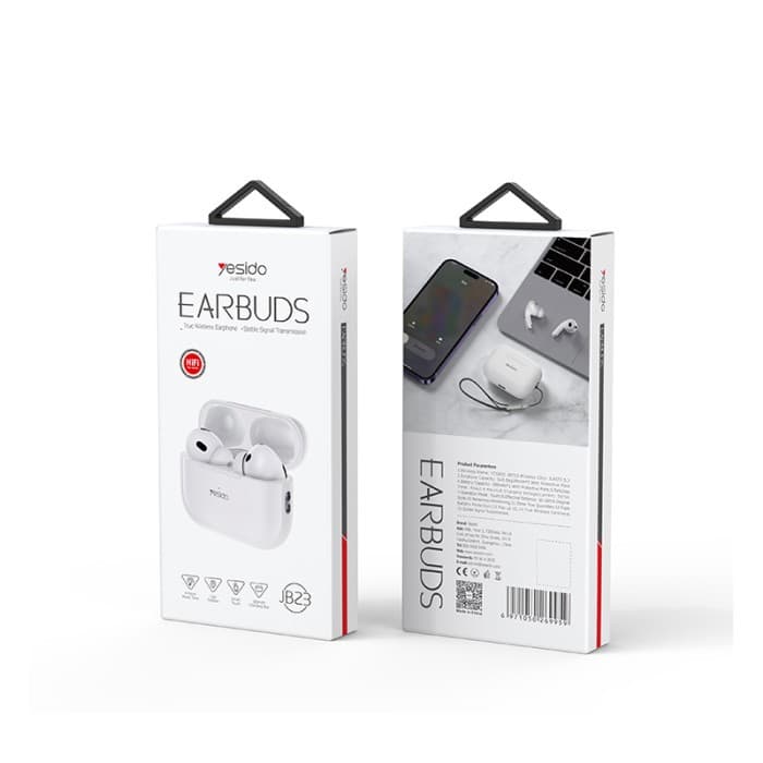 Yesido JB23 True Wireless Earbuds BT5.3 HiFi 4H Touch Control Pop-up 300mAh - White - Image 4