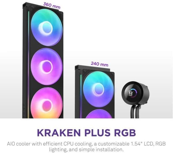 NZXT Kraken Plus 240 CPU Cooler Black - Image 4