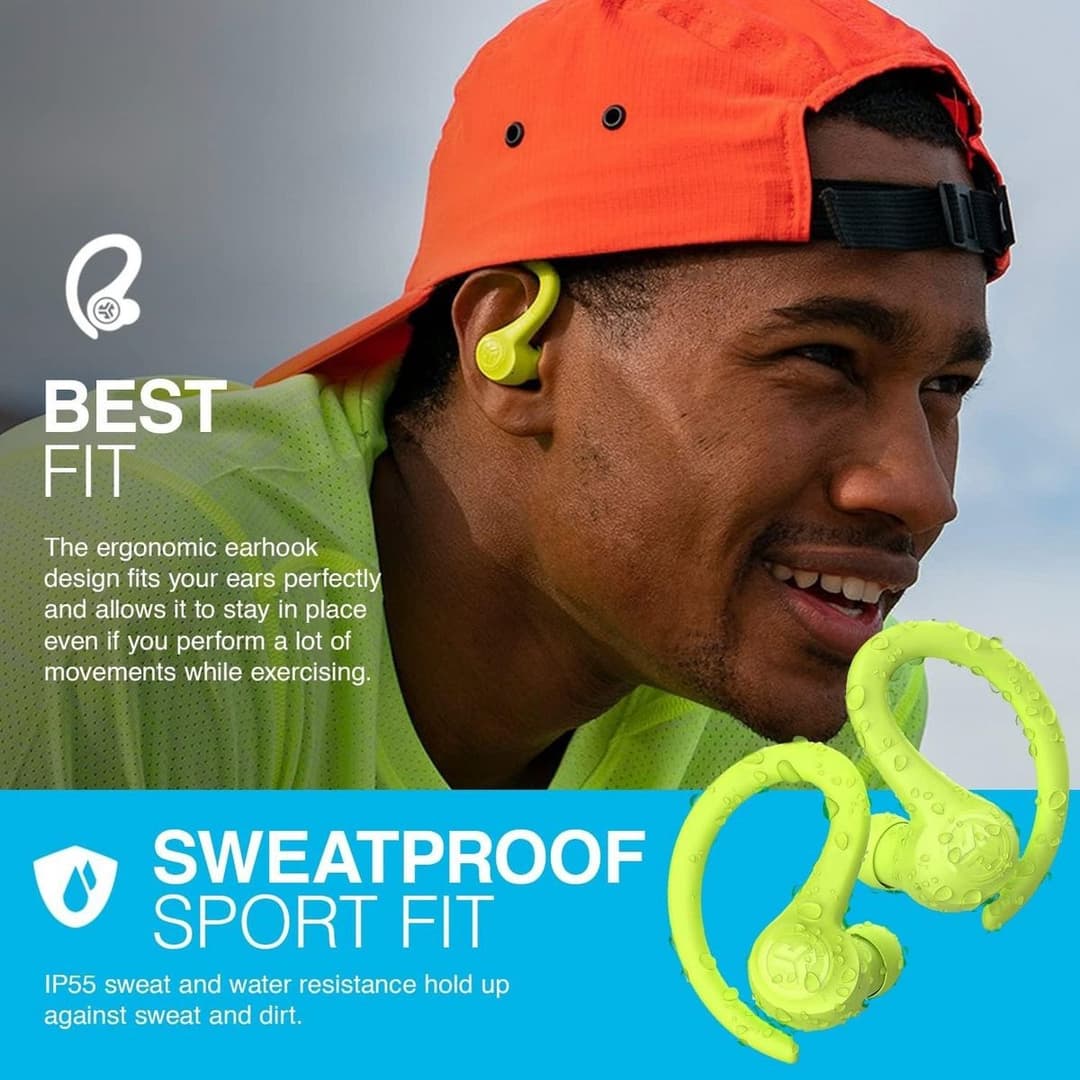 JLab GO Air Sport True Wireless Earbuds - Neon Yellow - Image 4