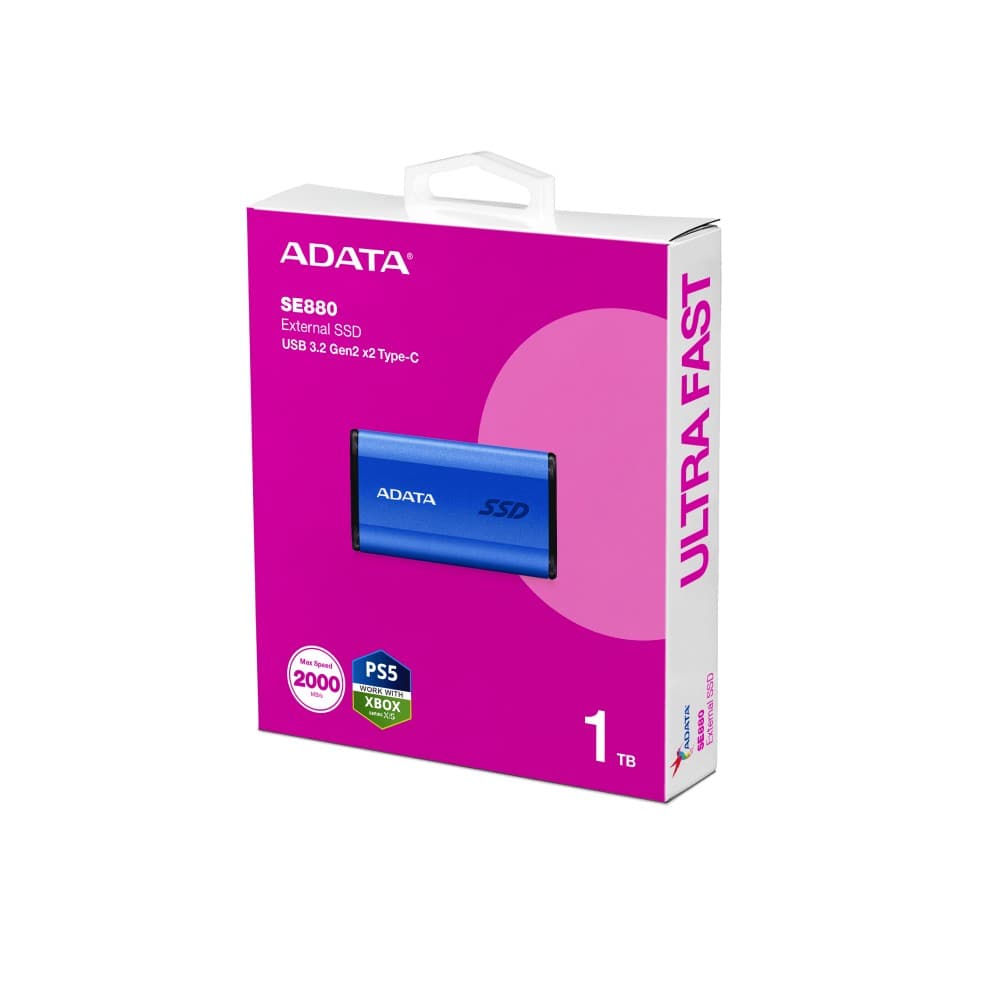 ADATA SE880 Portable External SSD USB 3.2 Gen 2x2 USB-C 1TB - Blue - Image 3