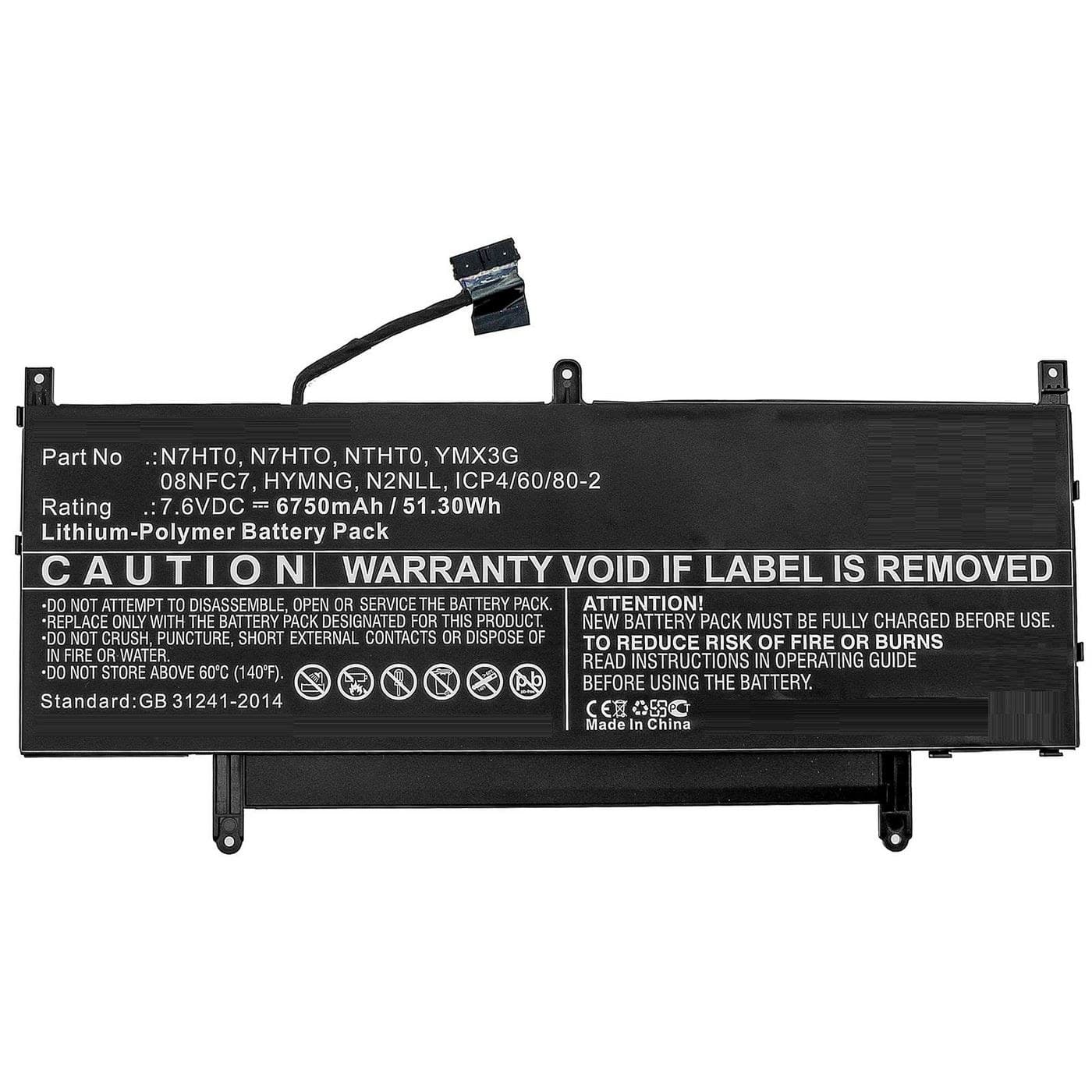 CoreParts Laptop Battery for Dell Latitude 15 9510 - Li-Polymer 7.6V 6750mAh 51.3Wh