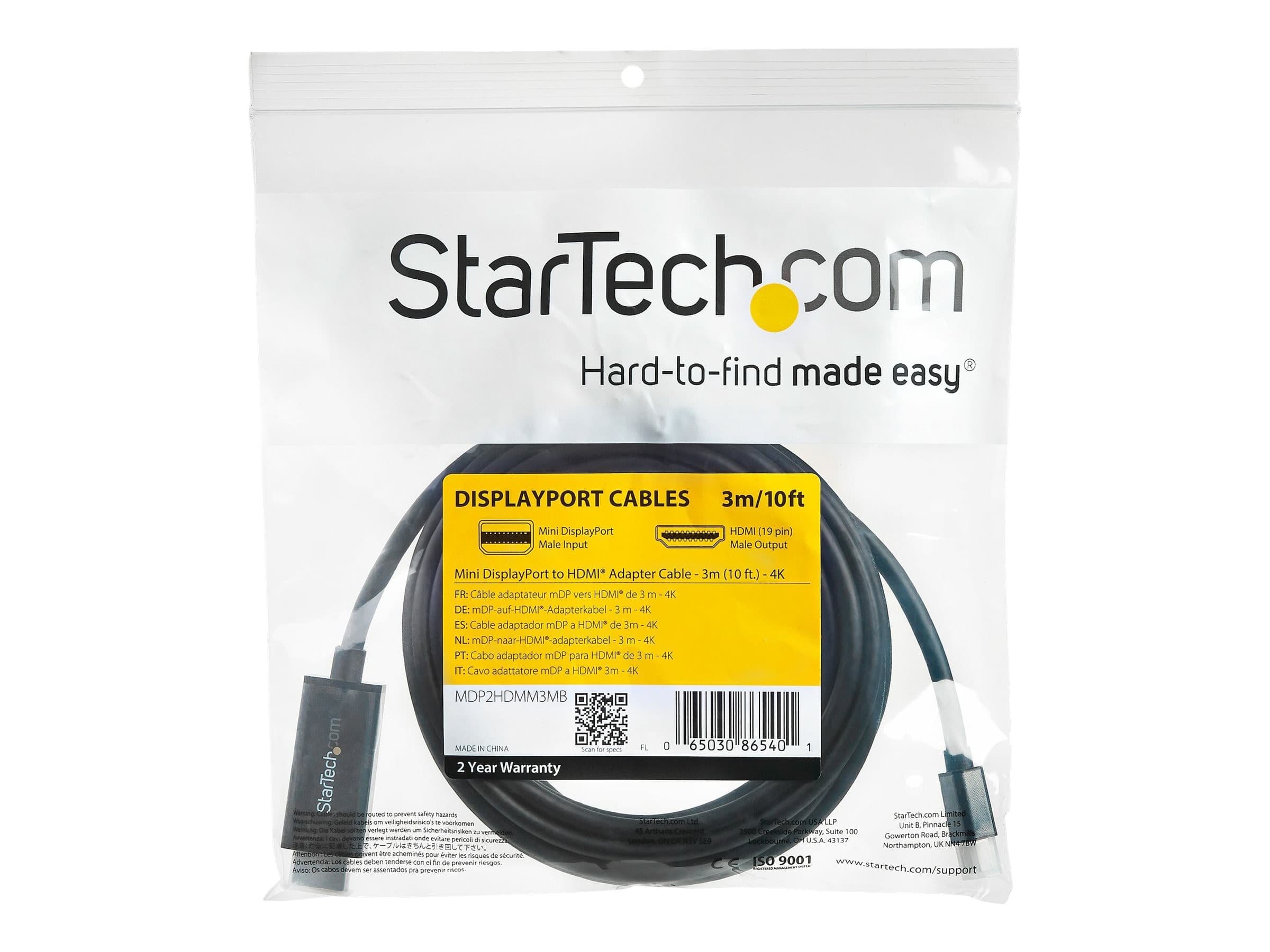 StarTech Mini DisplayPort to HDMI Cable 3m Black