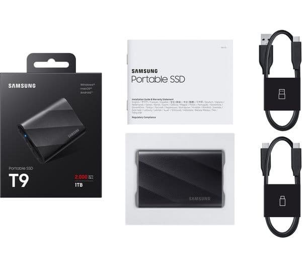 Samsung T9 Portable SSD USB 3.2 Gen 2x2 Up to 2000MB/s Black - 1TB (MU-PG1T0B) - Image 3