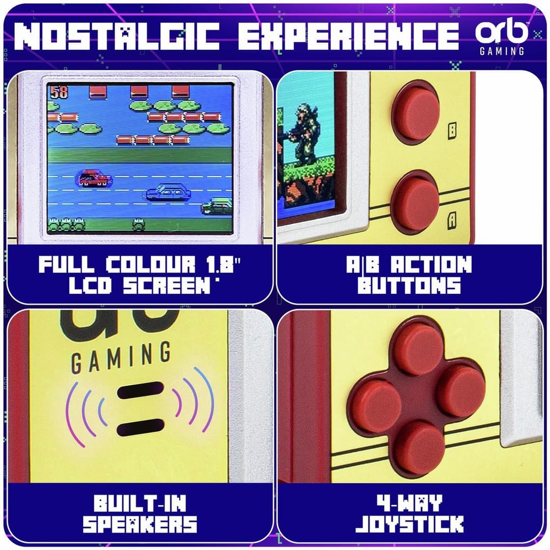 Orb Retro Mini Handheld Console - 150 Built-In 8-Bit Games, 1.8 Inch Colour Screen - Image 3