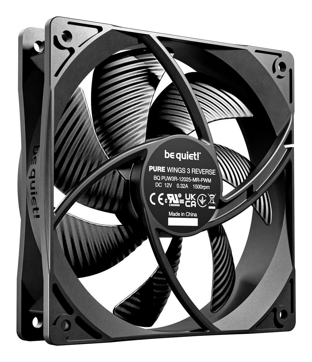 be quiet! Pure Wings 3 120mm PWM Reverse Triple Pack Case Fans - Black - Image 2