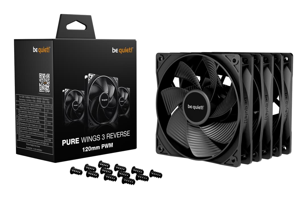 be quiet! Pure Wings 3 120mm PWM Reverse Triple Pack Case Fans - Black - Image 3