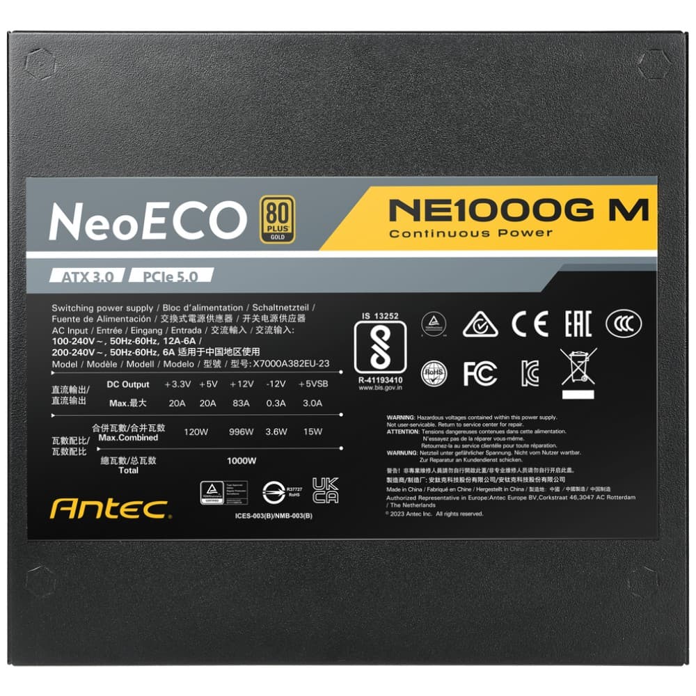 Antec Neo ECO Modular NE1000G M ATX 3.0 1000W 80PLUS Gold PSU Power Supply - Image 7