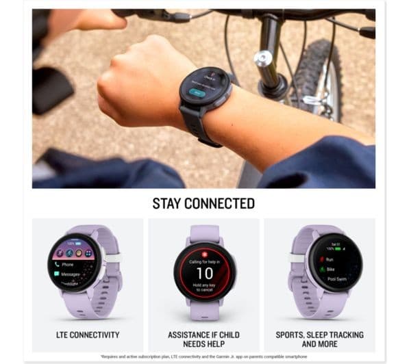 Garmin Bounce 2 43mm Kids Smart Watch GPS LTE Calling Messaging AMOLED 4GB 5 ATM - Light Purple - Image 8