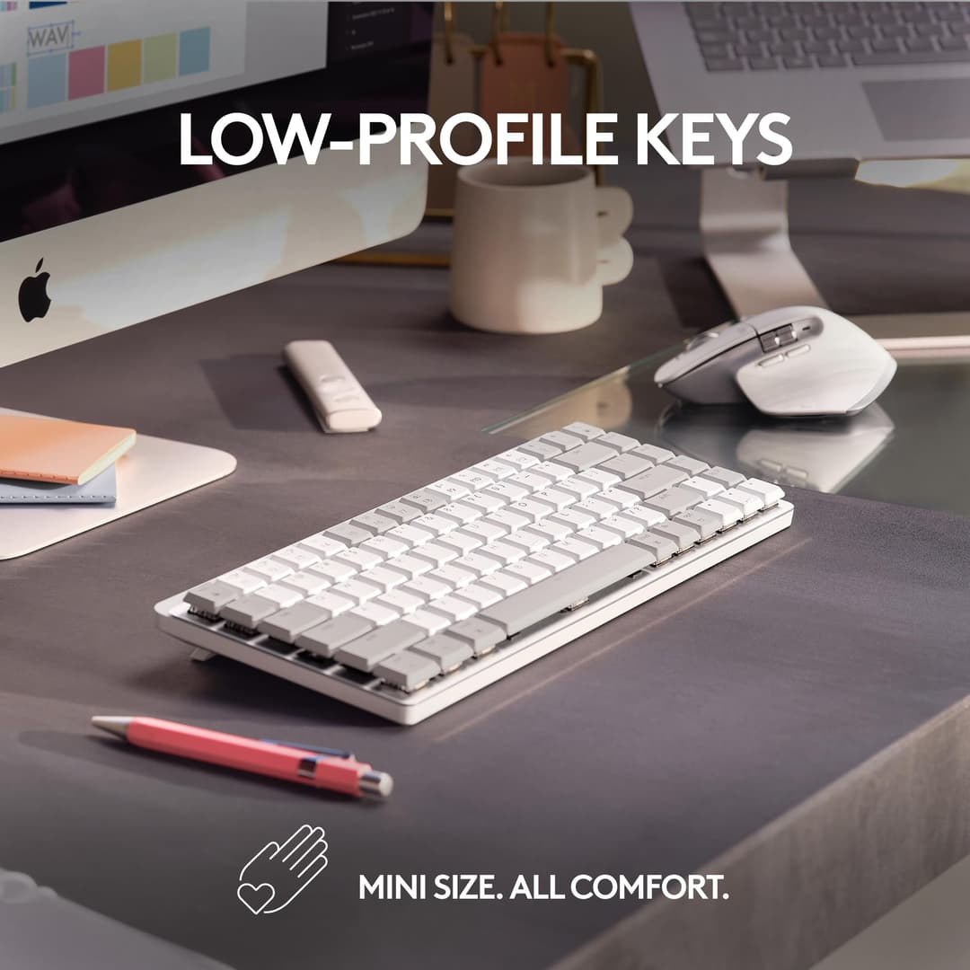 Logitech MX Mechanical Mini for Mac Wireless Illuminated Keyboard - Tactile Quiet Switches - Pale Grey - Image 3