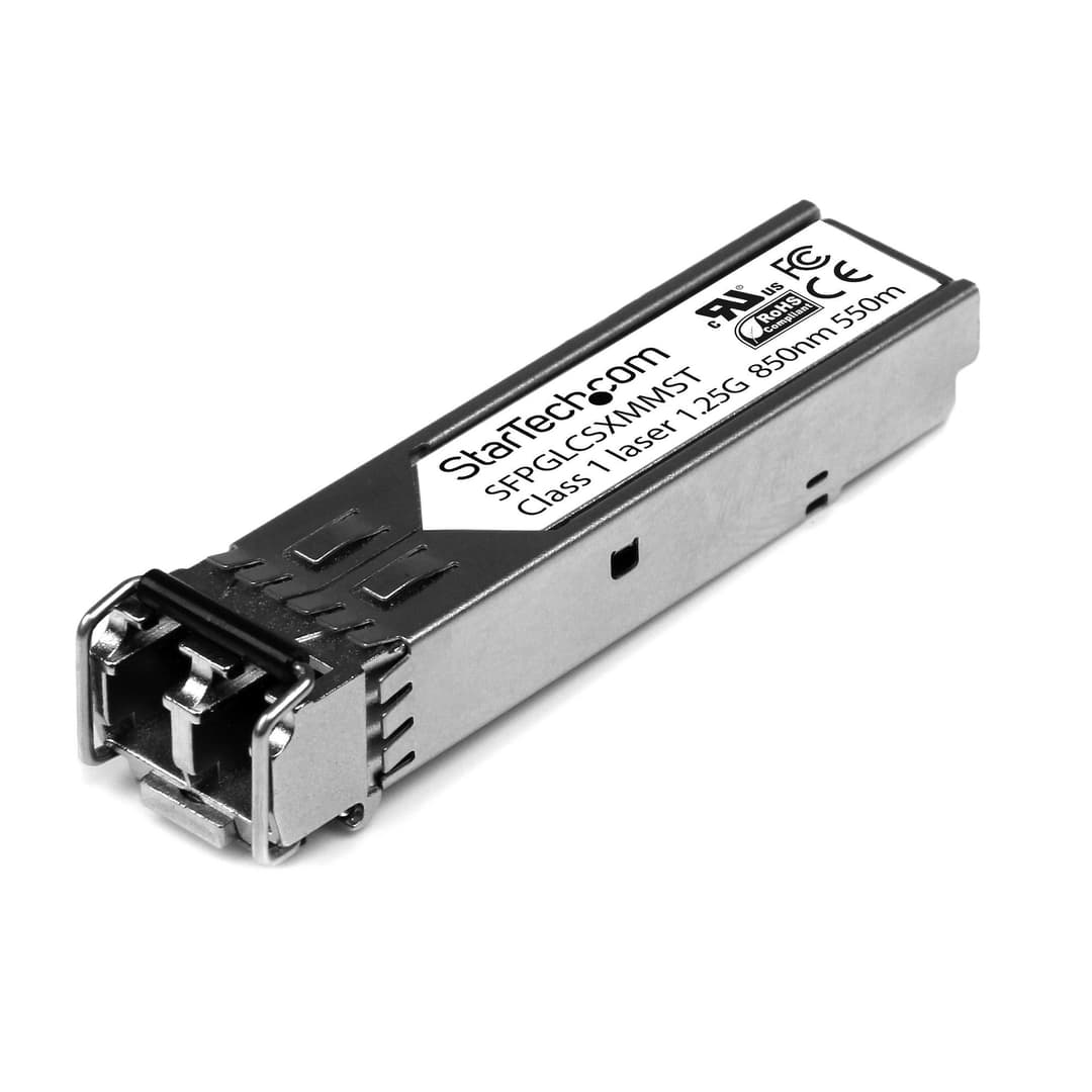StarTech.com Cisco GLC-SX-MM Compatible SFP Transceiver Module - 1000BASE-SX~Cisco GLC-SX-MM Compatible SFP Module - 1000BASE-SX - 1GbE Multimode Fiber MMF Optic Transceiver - 1GE Gigabit Ethernet SFP - LC 550m - 850nm - Cisco IE3400, IE3300, IE3200 - Image 1