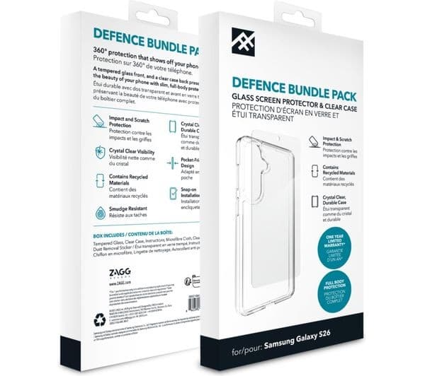 DEFENCE Galaxy S26 Case & Screen Protector Bundle Clear