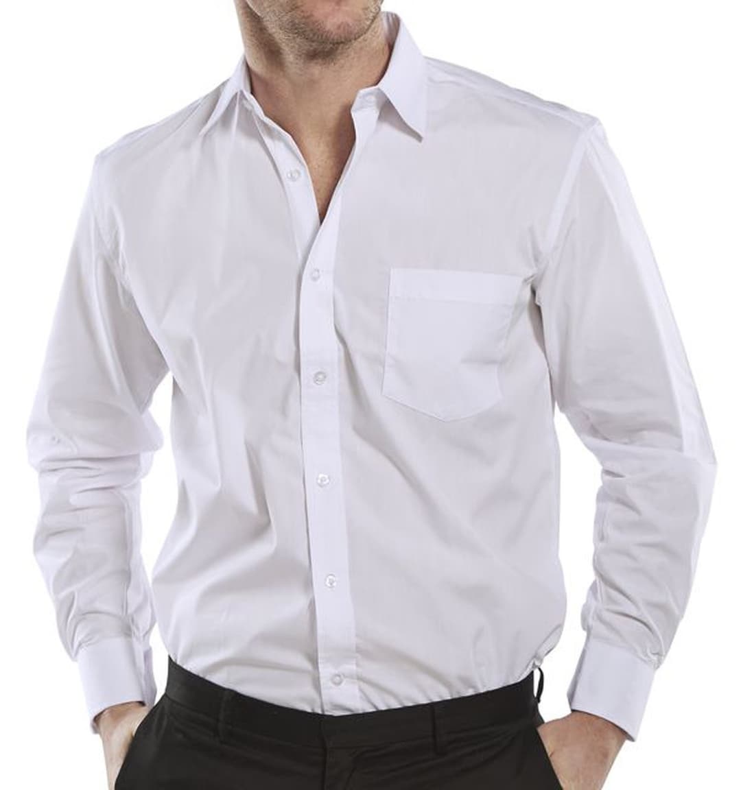 Click Classic Long Sleeve Shirt White - 15.5" Collar - Image 1