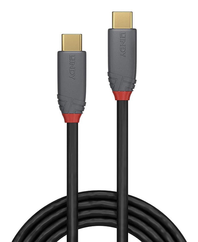 Lindy 5m USB 3.2 Gen 2 USB-C to USB-C Cable, 10Gbps, 100W PD, Anthra Line, Black - Image 2