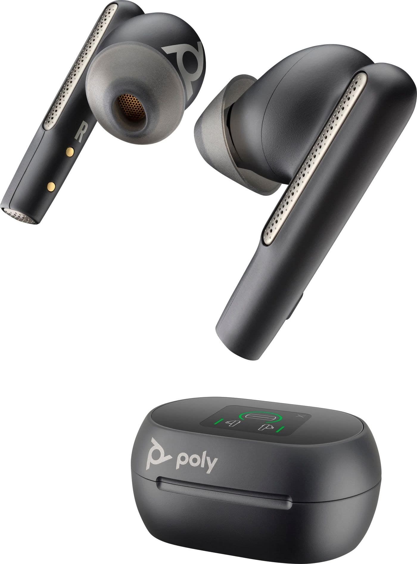 HP Poly Voyager Free 60+ UC Earbuds, Microsoft Teams, BT700 USB-C Adapter + Touchscreen Charge Case - Carbon Black (7Y8H0AA)