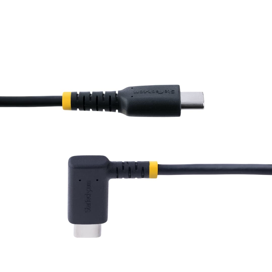 StarTech.com 6in (15cm) USB C Charging Cable Right Angle - 60W PD 3A - Heavy Duty Fast Charge USB-C Cable - Black USB 2.0 Type-C - Rugged Aramid Fiber - Short USB Charging Cord - Image 4