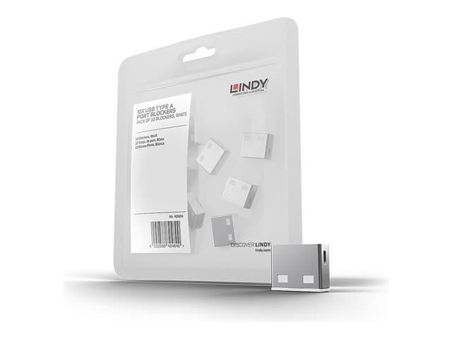 Lindy USB-A Port Blocker Extra Lock Pack (10x Locks, No Key) - White - Image 1