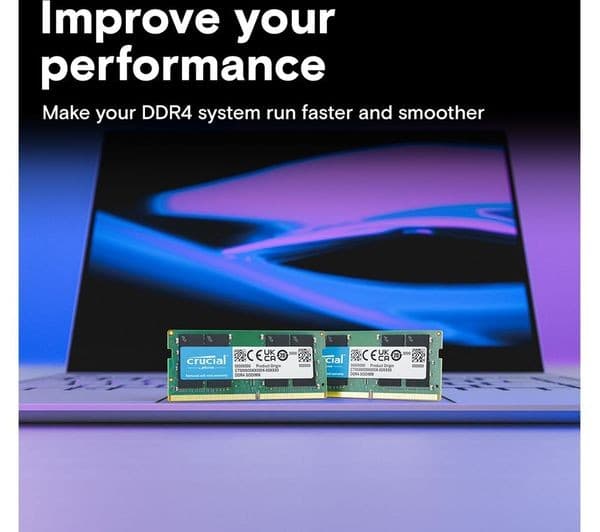 Crucial DDR4 3200 MHz CL22 SO-DIMM Laptop RAM - 8GB (1 x 8GB, CT8G4SFRA32A) - Image 3