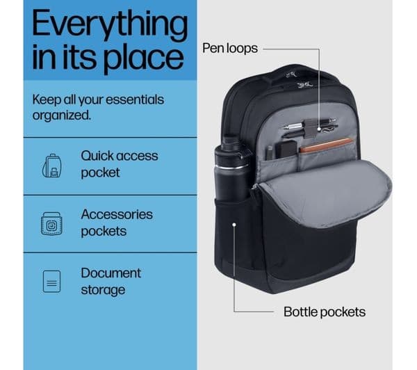 HP 15.6" Laptop Backpack Black & Grey - Image 8