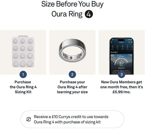 Oura Ring 4 Smart Ring - Silver, Size 10 - Image 3