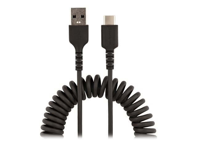 StarTech Coiled USB-A to USB-C Cable USB 2.0 Black 1m - Image 2