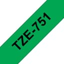 Brother TZe-751 Laminated Label Tape 24mm x 8m - Black on Green thumbnail 1
