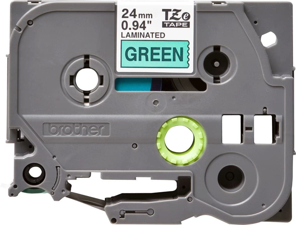 Brother TZe-751 Laminated Label Tape 24mm x 8m - Black on Green - Image 2