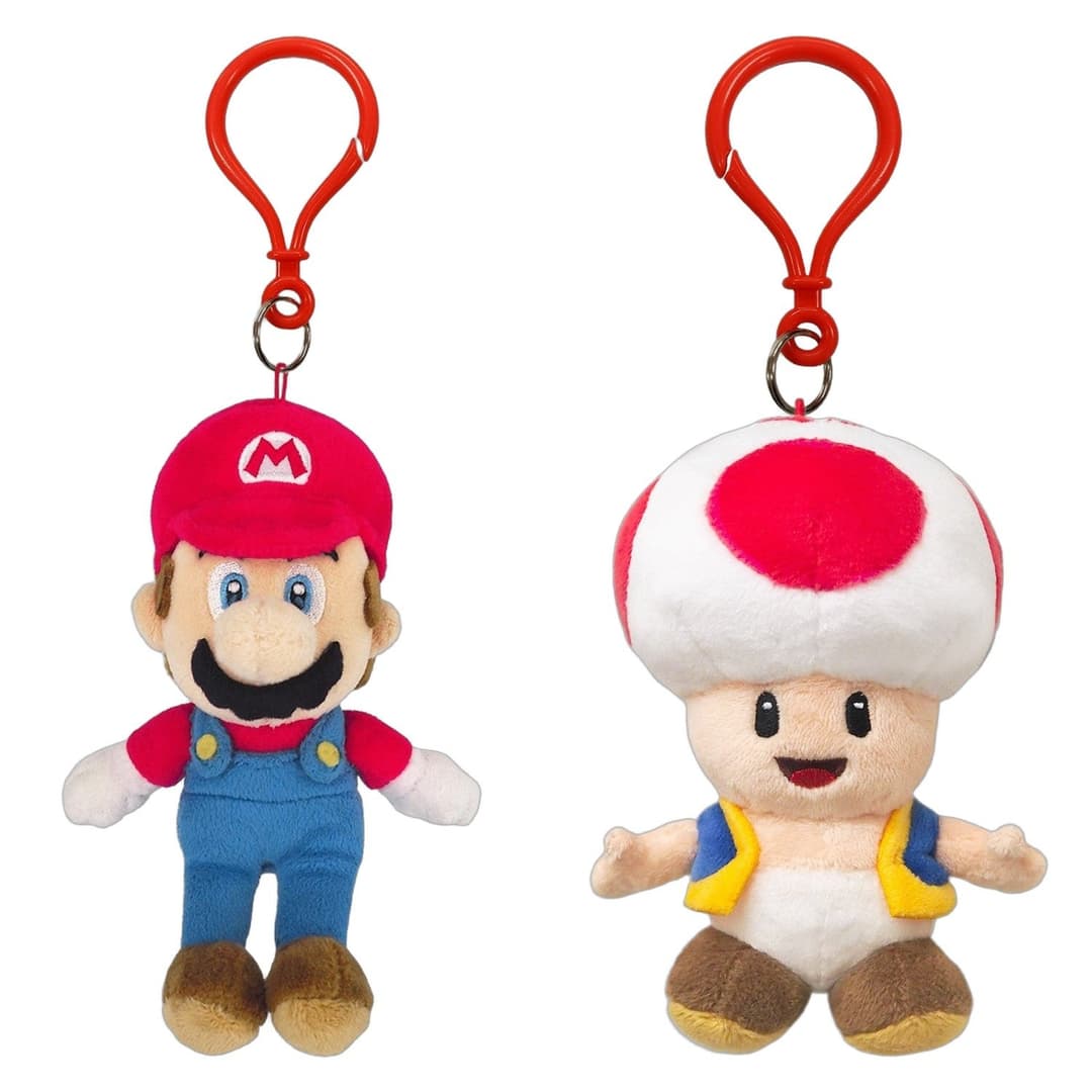 SAN-EI Nintendo Plush Keychain Bundle - Mario & Toad - Image 1