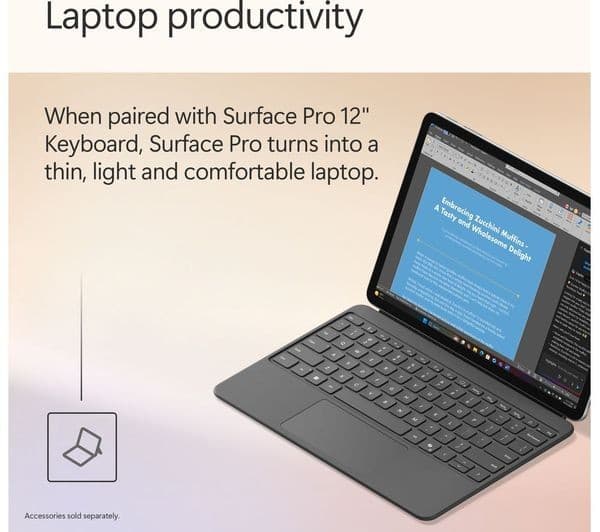 Microsoft Surface Pro 12" Copilot+ PC Snapdragon X Plus 16GB 512GB - Platinum (Device only) - Image 9