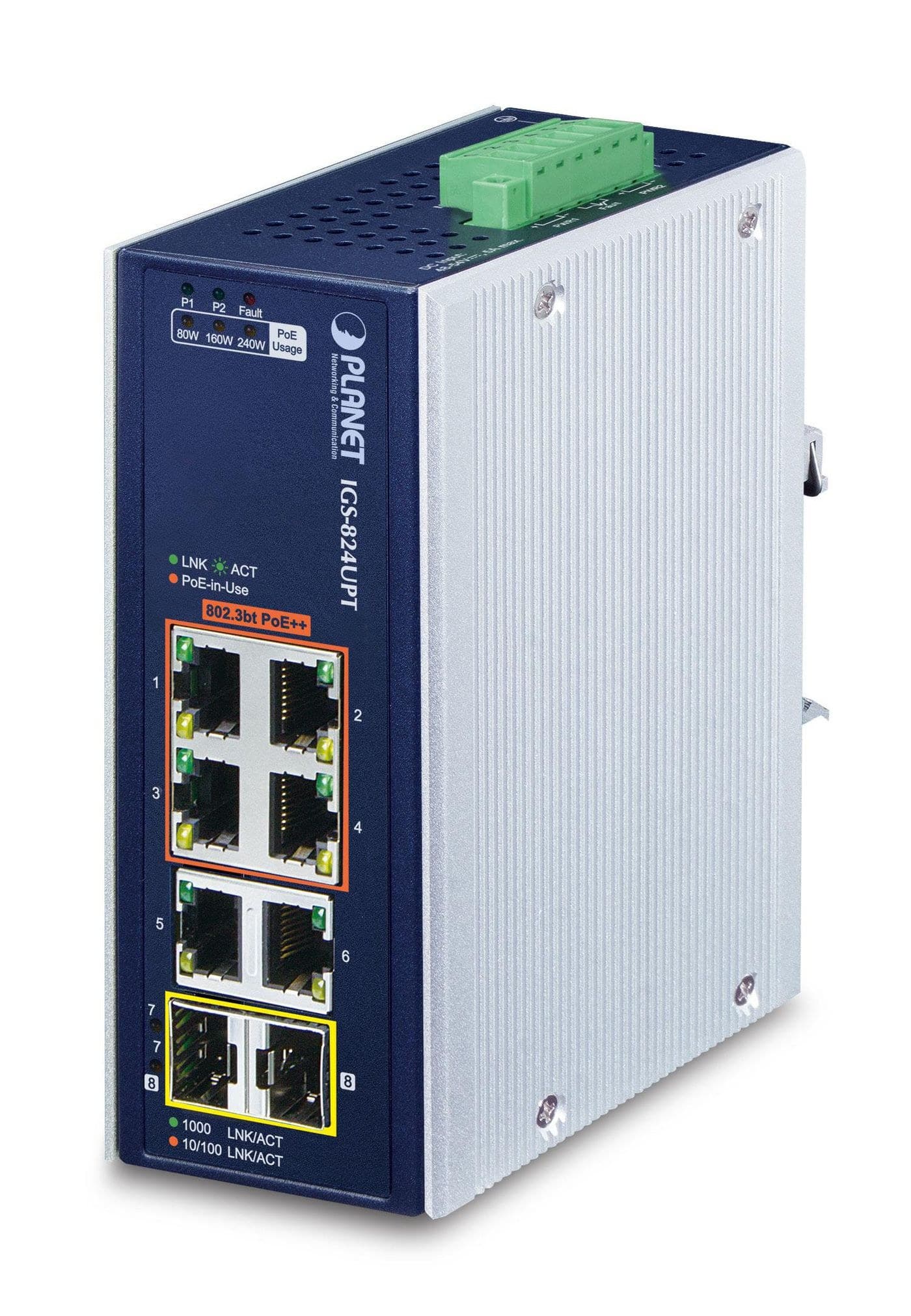 PLANET IP30 Industrial 4-Port + 2-Port 10/100/1000T Unmanaged Gigabit Ethernet Switch