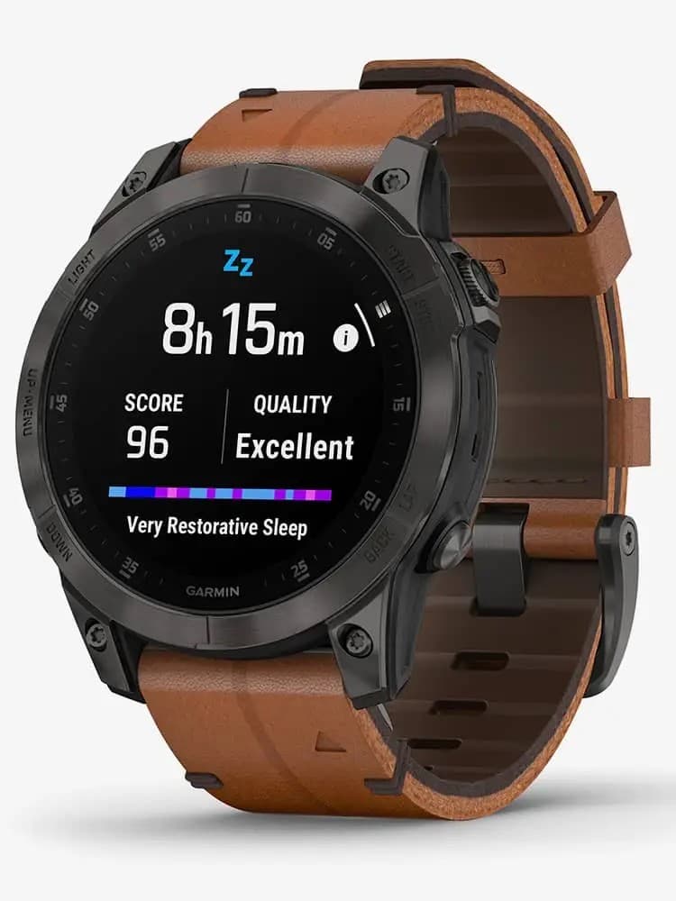 Garmin epix (Gen 2) Sapphire Edition 47mm GPS Smartwatch - Black Titanium with Chestnut Leather Band - Image 2