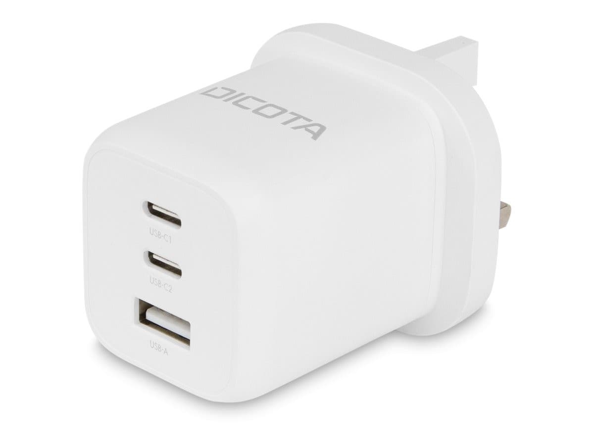 DICOTA power adapter - compact, GaN - 2 x USB-C, USB - 65 Watt