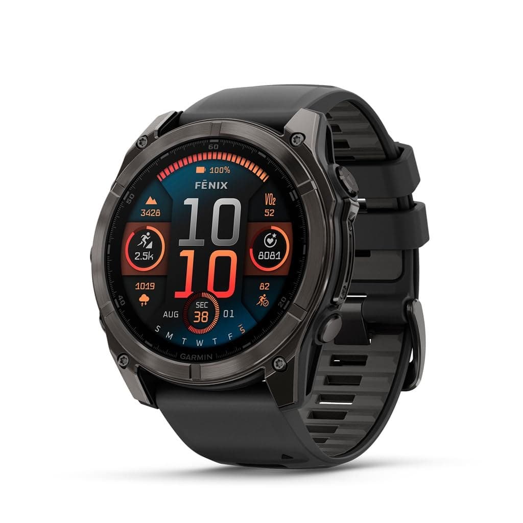 Garmin fēnix® 8 51 mm AMOLED Multisport GPS Smartwatch - Carbon Gray DLC Titanium with Pebble Gray Band
